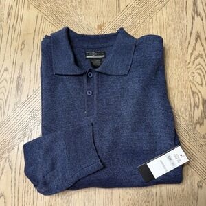 New Chereskin XL Blue Knit 2 Button Collared Long Sleeve Polo Shirt Pullover NWT